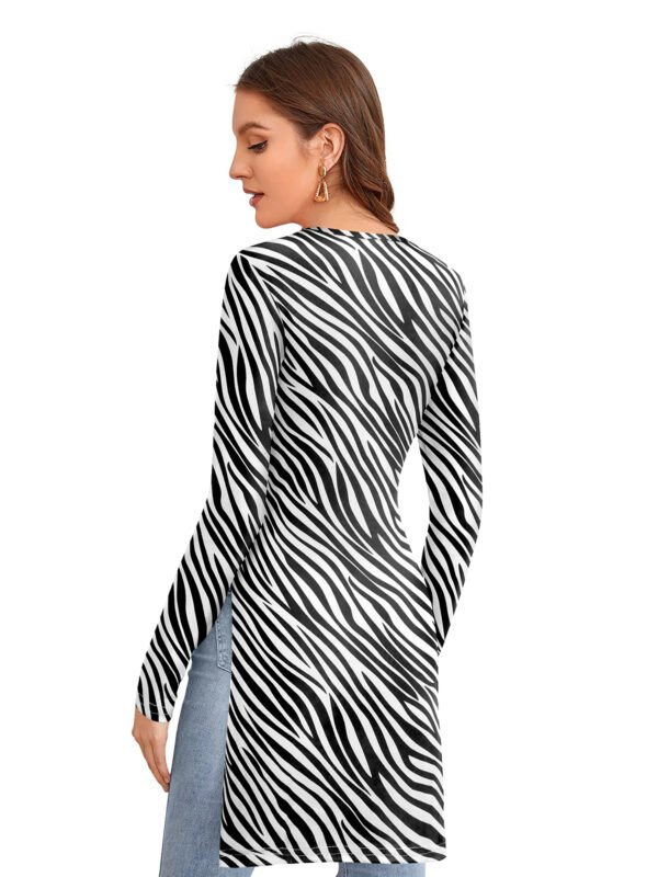 Zebra Print Long Sleeve Tunic Top